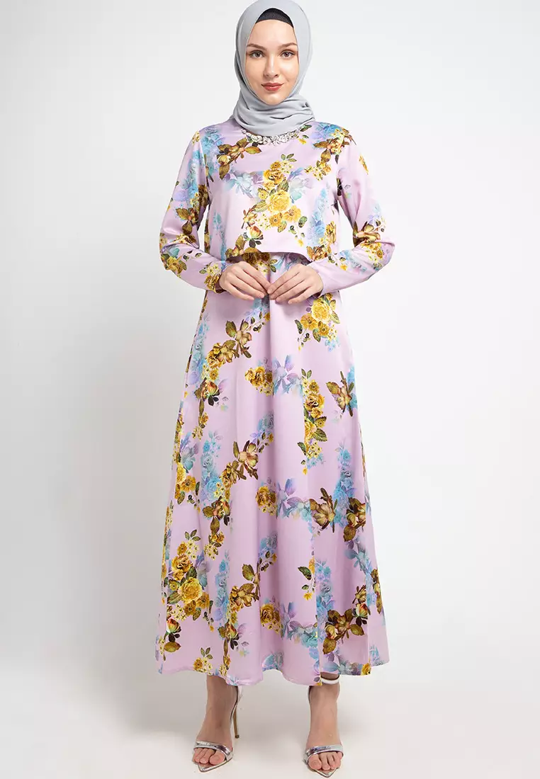 Nane Maxi Dress In Lavender Print