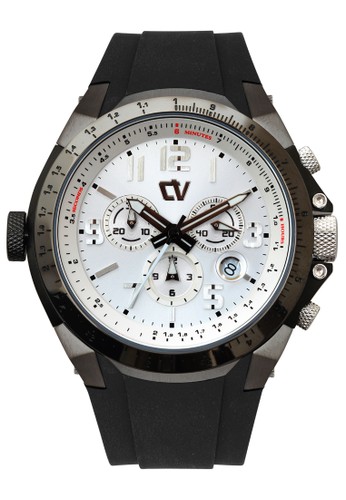 Christ Verra Collection Chronograph Men's Watch CV C 83220G-31 SLV/BLK White Black Rubber