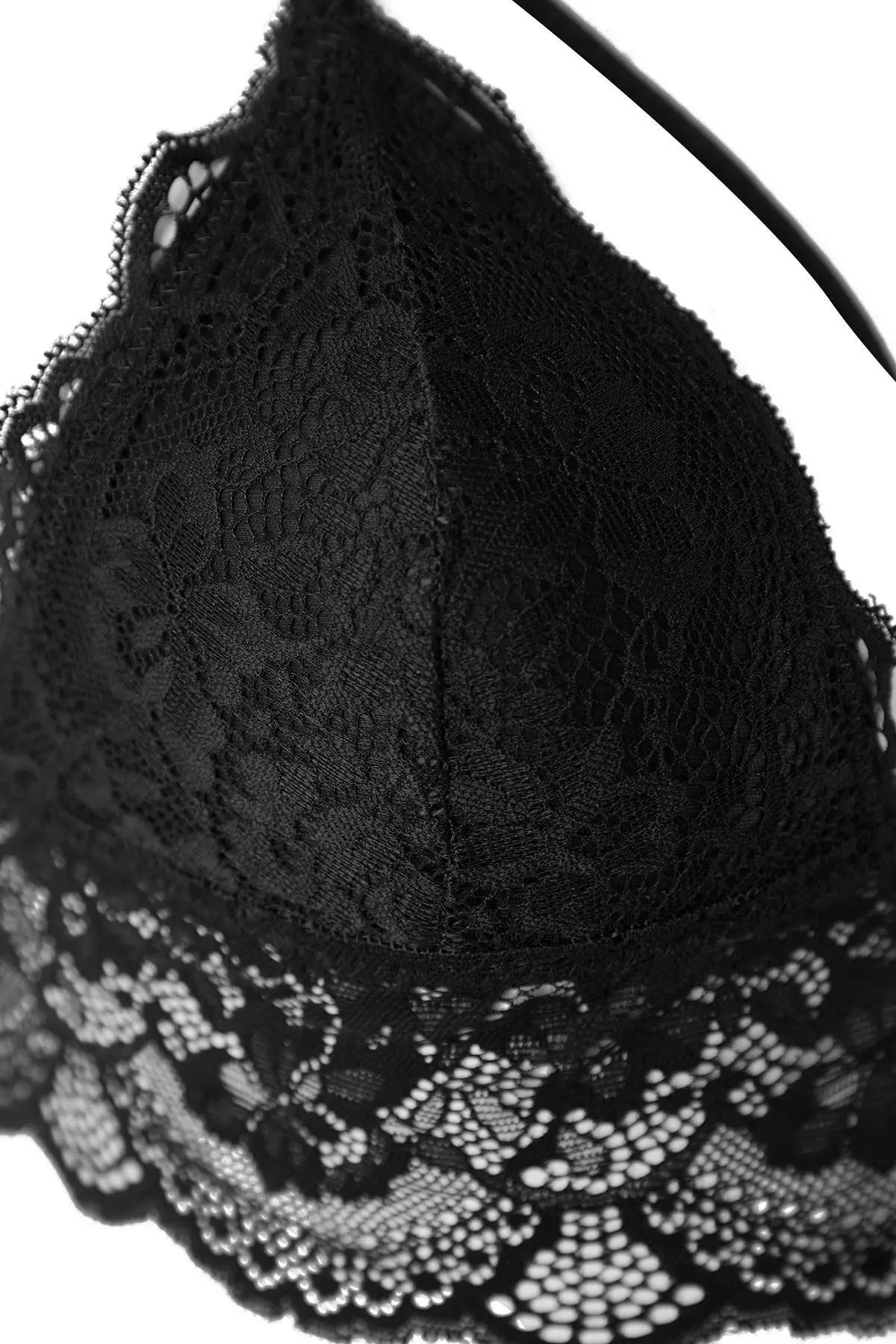 Black Lace Covered Bustier Knitted Bra