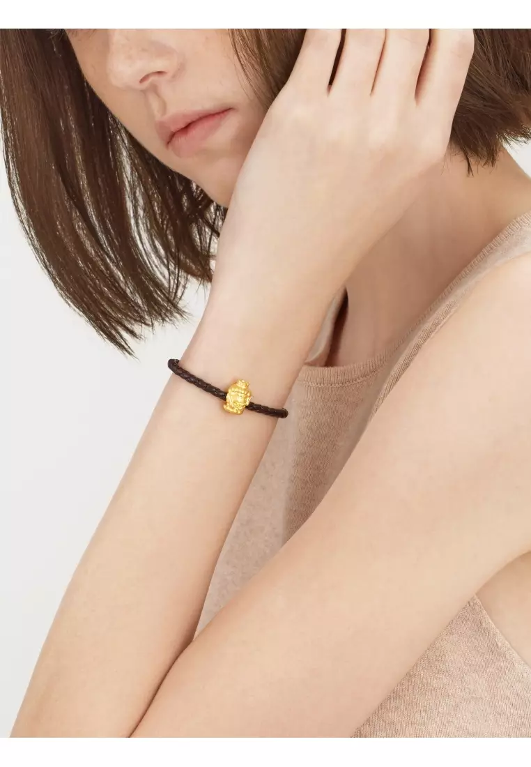 999 24K Solid Gold Zodiac Guardian Buddha Mini Charm Blessing and Men (For Chinese Zodiac: Ox and Tiger) 93628C (Bracelet not included)