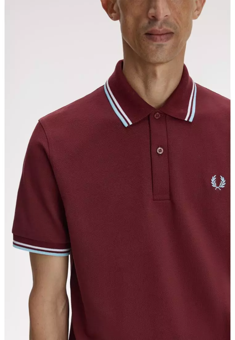 Fred Perry M12 Twin Tipped Fred Perry Shirt (Maroon / White / Ice)