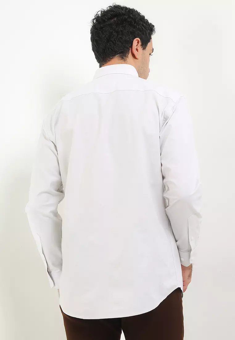 Kemeja Lengan Panjang Ethan White Bone Hue - Off White Casual