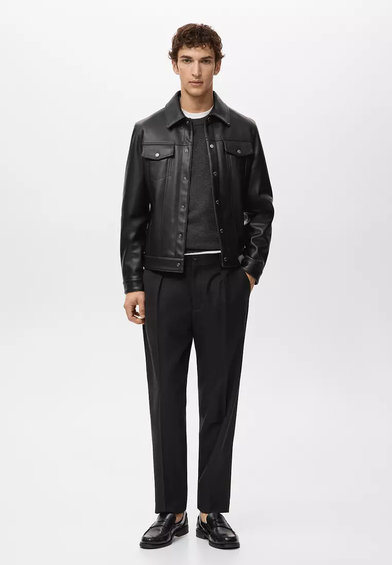 Faux-Leather Jacket with Pockets