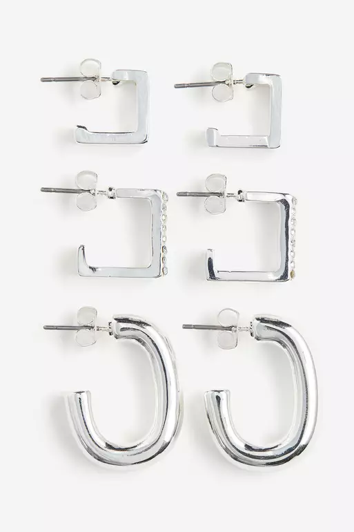 3 pairs hoop earrings