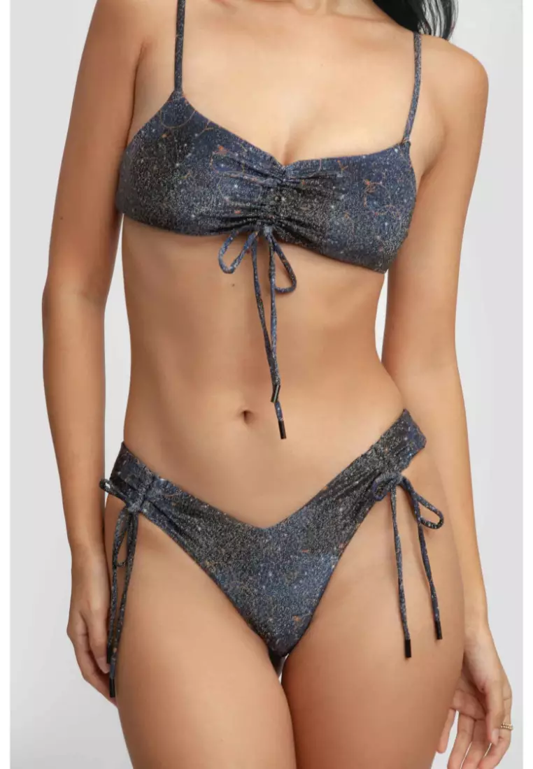 Sophia Ruched Cheeky Bikini Bottoms / Stars Aligned Shimmer