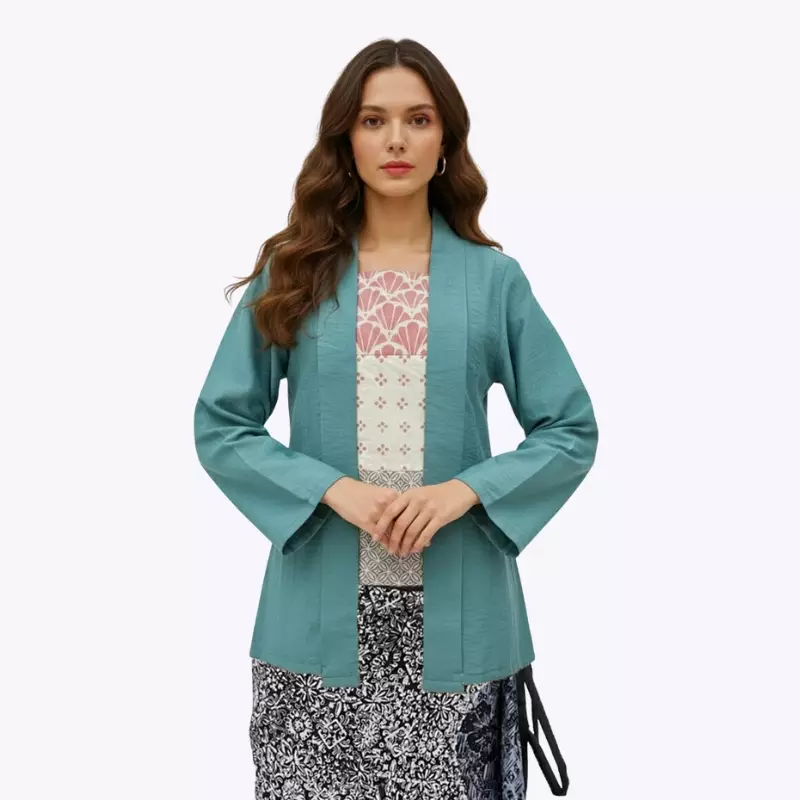 Blouse Batik Wanita - Atasan Batik - Bhatara Batik Eleanor 1 - Baju Batik Kutubaru Modern Lengan Panjang