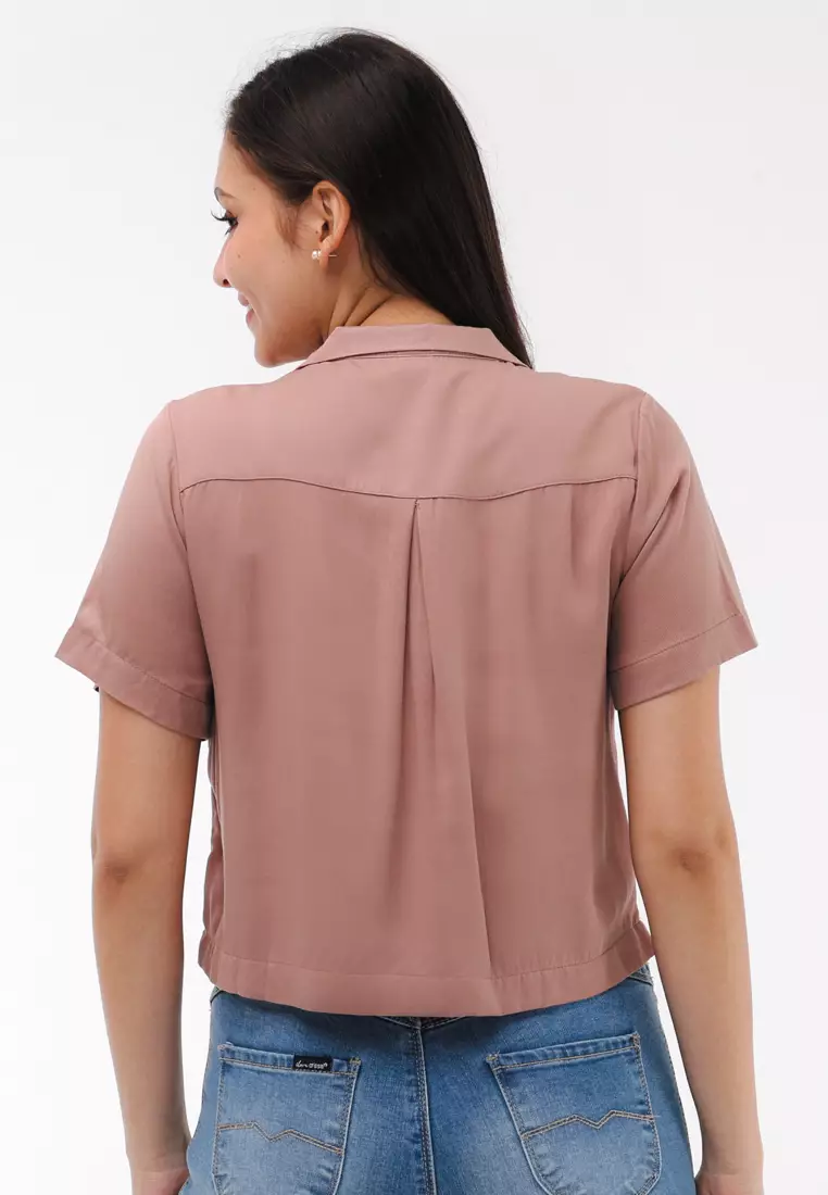 Single Twill Woven Short Sleeves Blouse