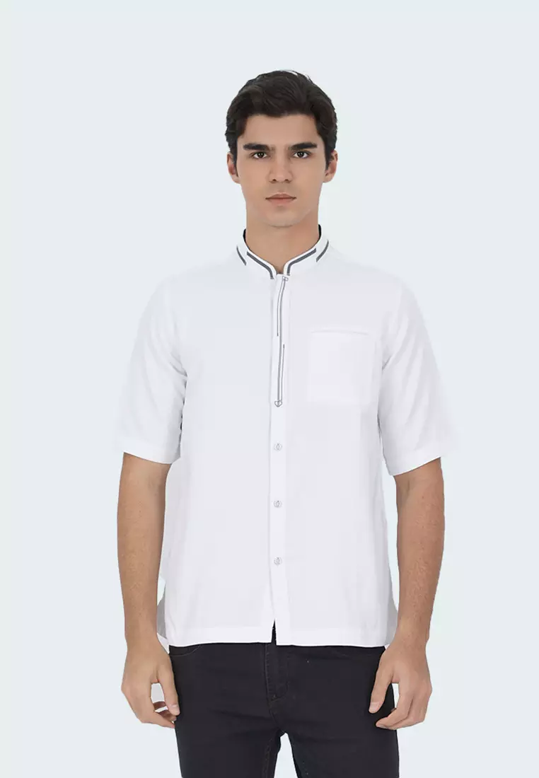 LGS - Baju Koko - Kemeja Casual Pria Regular Fit - Katun - Lengan Pendek - Putih - CSH.283.S2064K.437.C