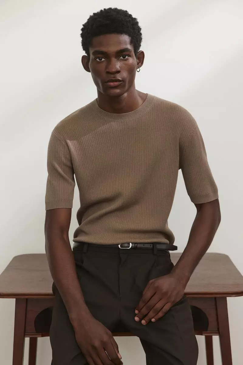 Slim Fit Rib-knit T-shirt