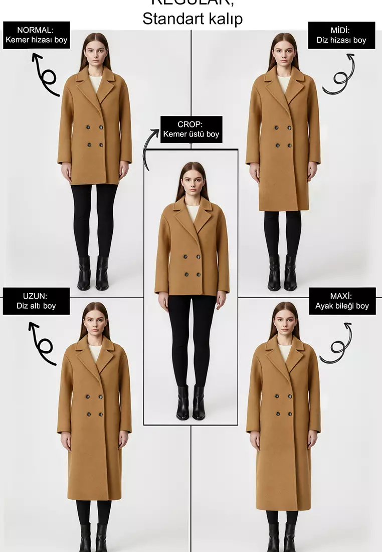 Special Collection Black Faux Leather Fur Detailed Mono Closure Oversize Long Coat