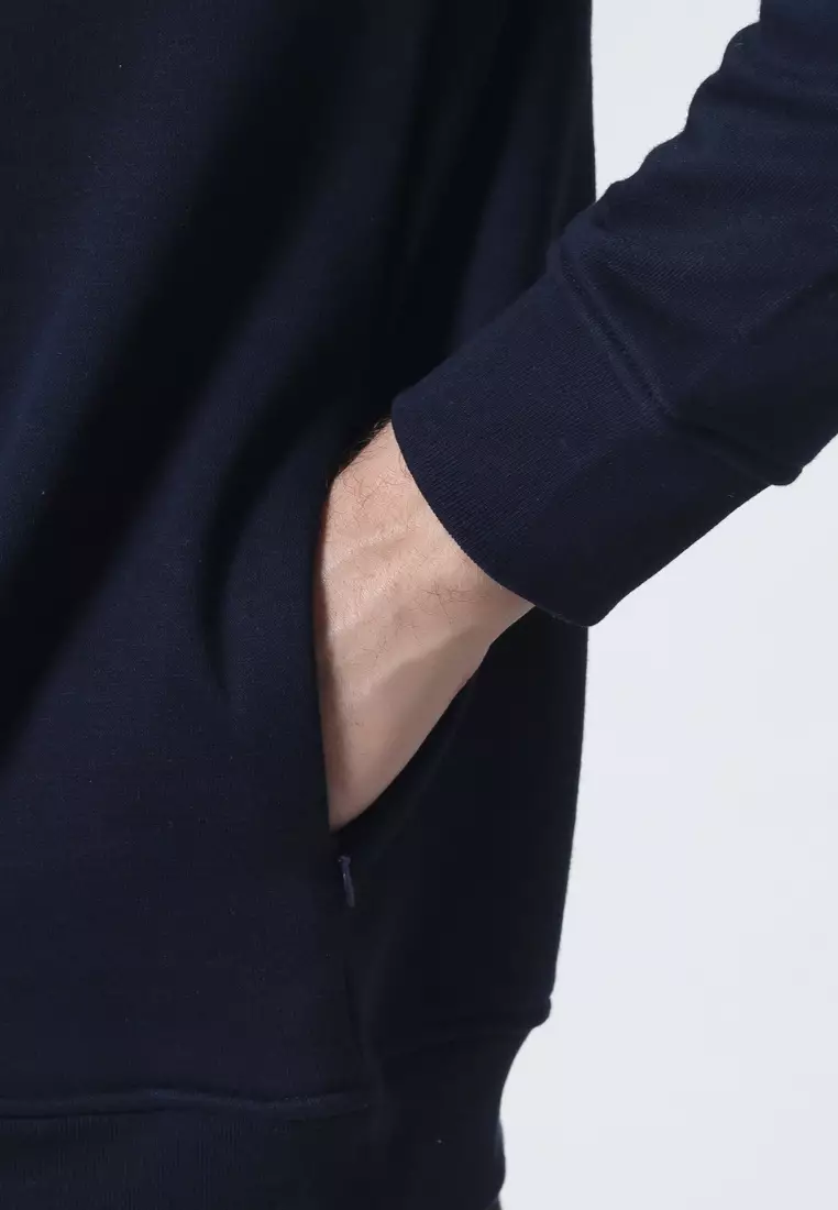 Cotton Well Coofy Crewneck Sweatshirt with Hidden Pocket Navy | Sweater Polos Kantong Tersembunyi Biru Donker