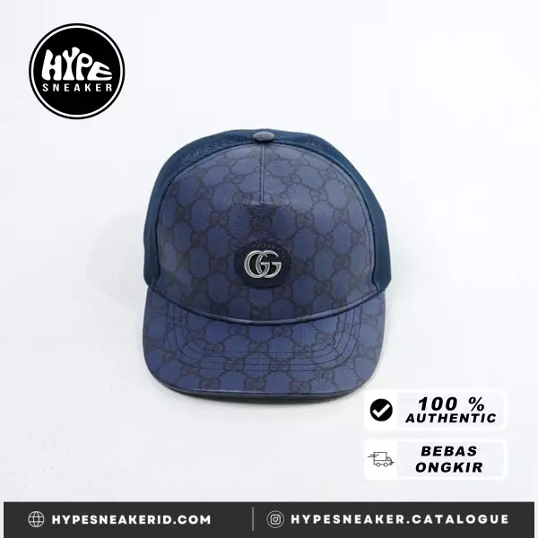 Topi GUCCI GG INTERLOCKING SHW MONOGRAM MESH NAVY CAP 100% ORIGINAL