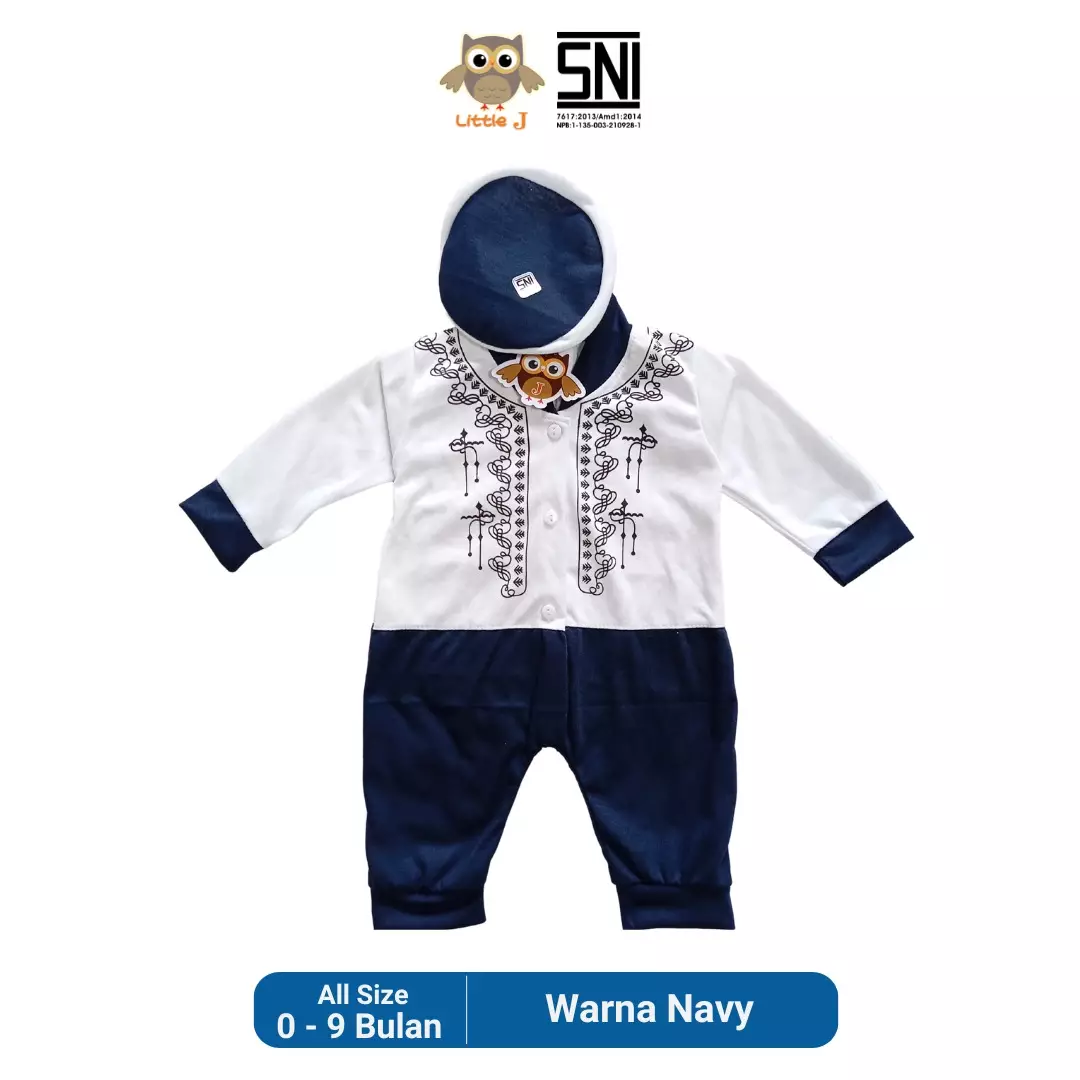 Little J - RAYA COLLECTION Koko Set + Peci (Baju Koko baby laki-laki beserta peci) coklat