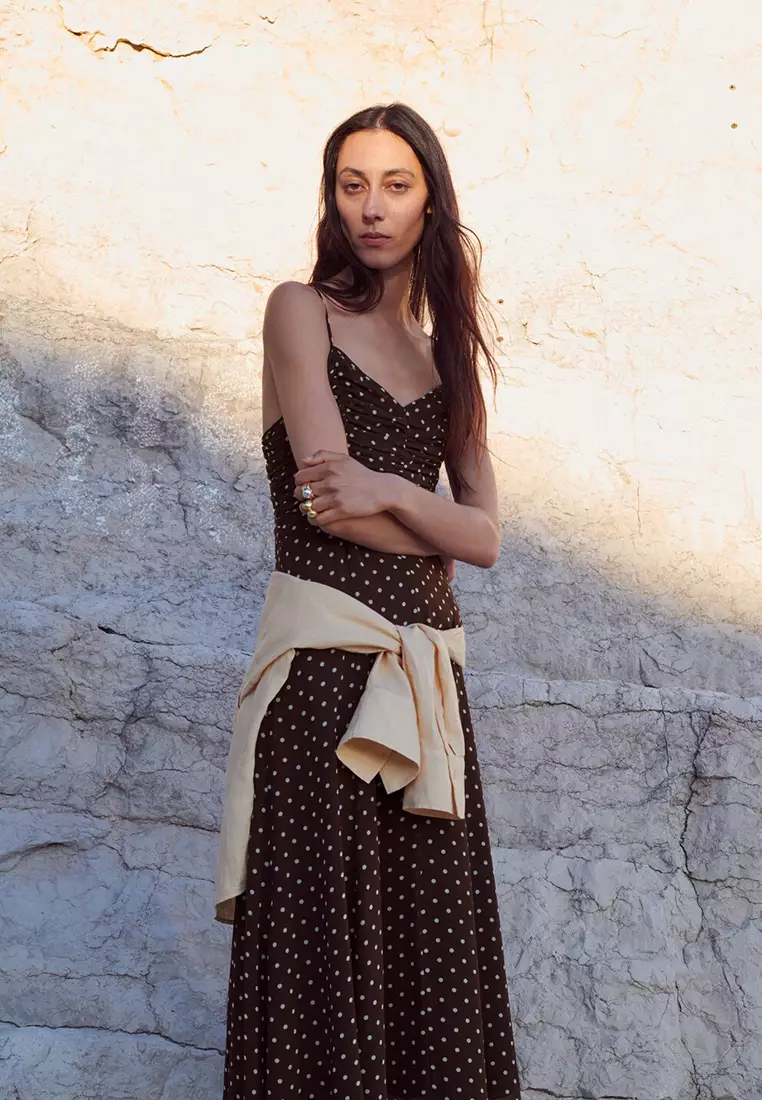 mango brown polka dot dress MANGO - A-Line polka-dot Dress Chocolate