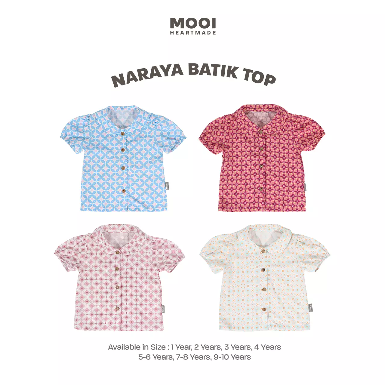 Mooi Atasan Batik Anak Perempuan Naraya Batik Top - Sky Blue