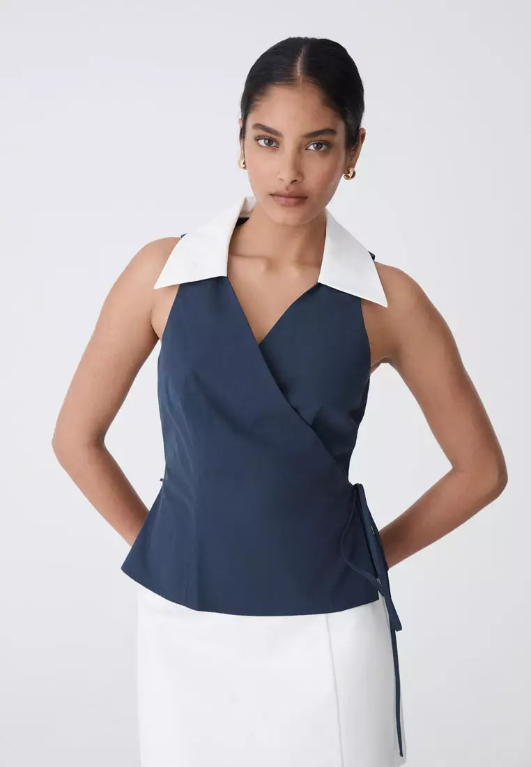 Layla Collared Wrap Top