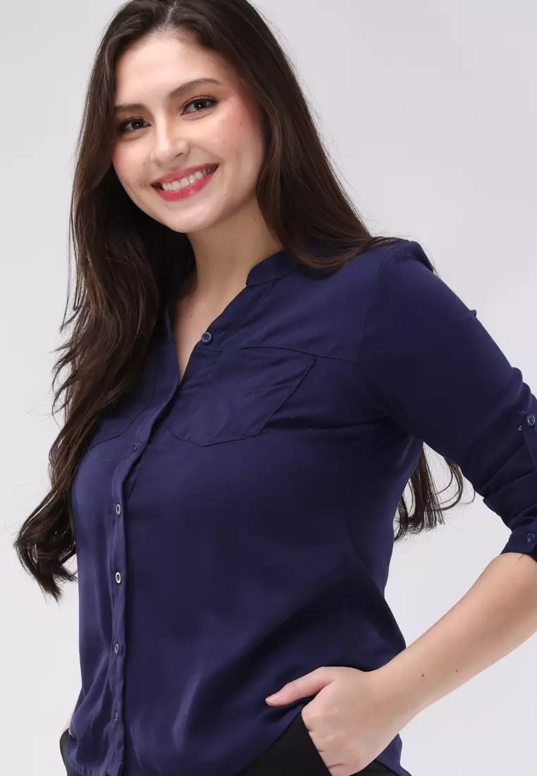 Single Twill Woven Long Sleeves Blouse