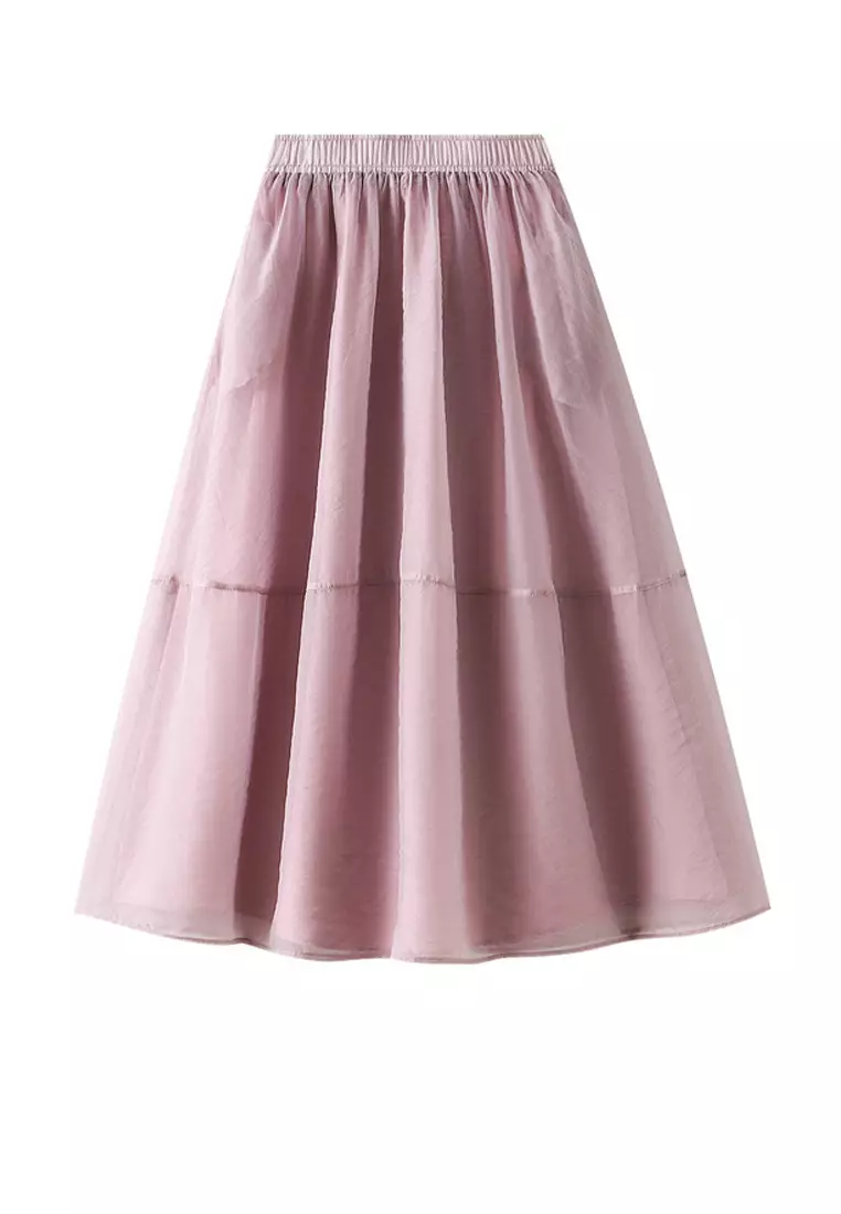 Silk Organdy A-line Maxi Skirt AF0236