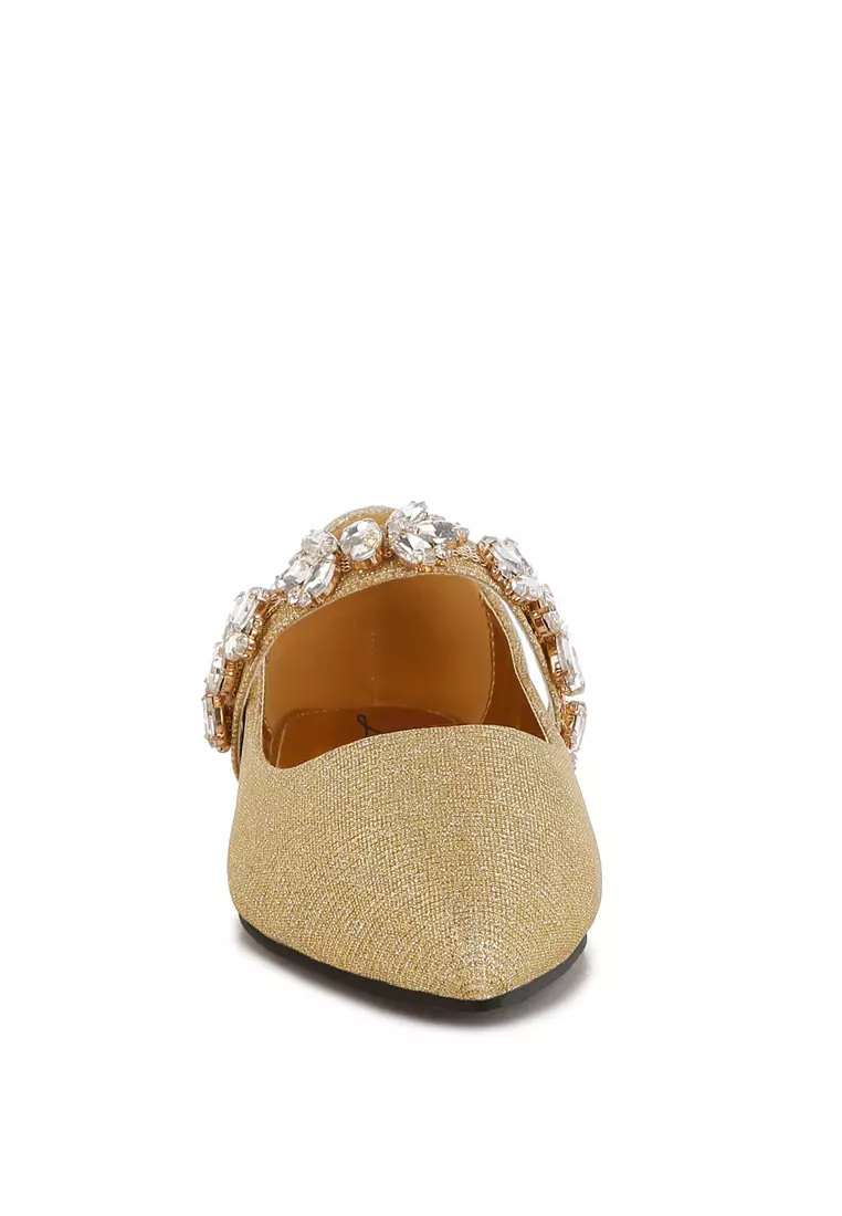 Bros Berlian Imitasi Balerina Berkilau dalam Warna Emas