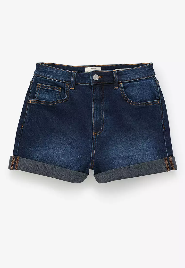 High Rise Classic Stretch Denim Shorts