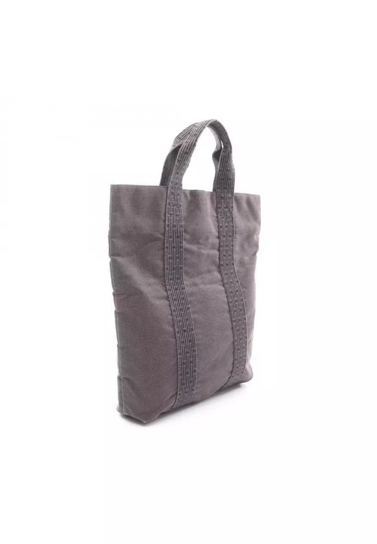 Pre-Loved Hermès Yell line Kabas Handbag tote bag nylon canvas Dark gray silver hardware