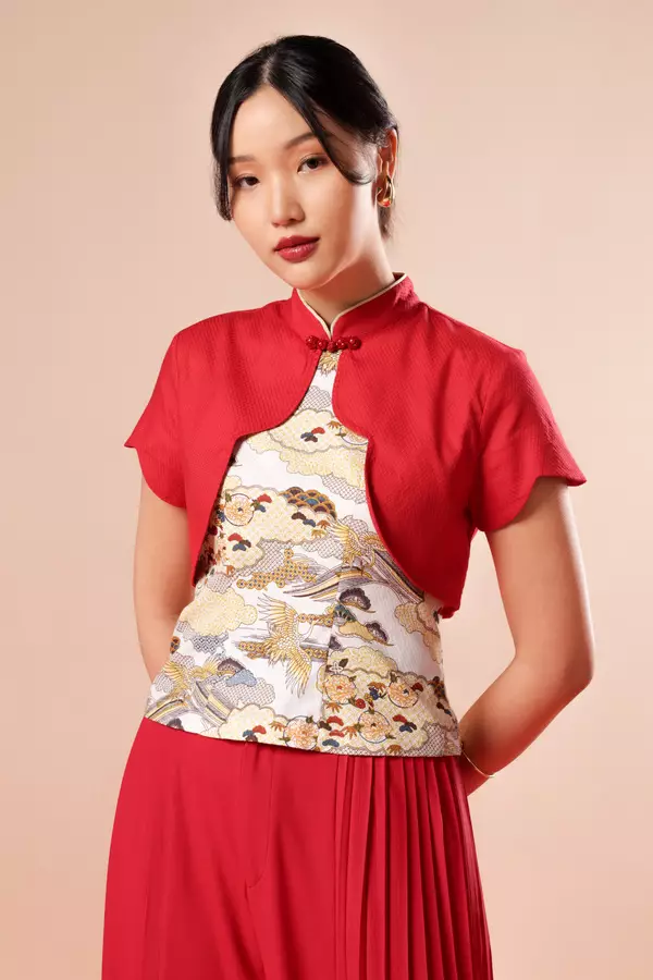 MINIMAL x Melvee - Dawei - Printed Bolero Top - Red