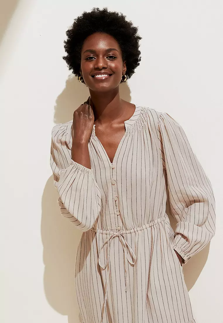 shéller 2way lace stripe long dress Women's Elegant V-Neck Long