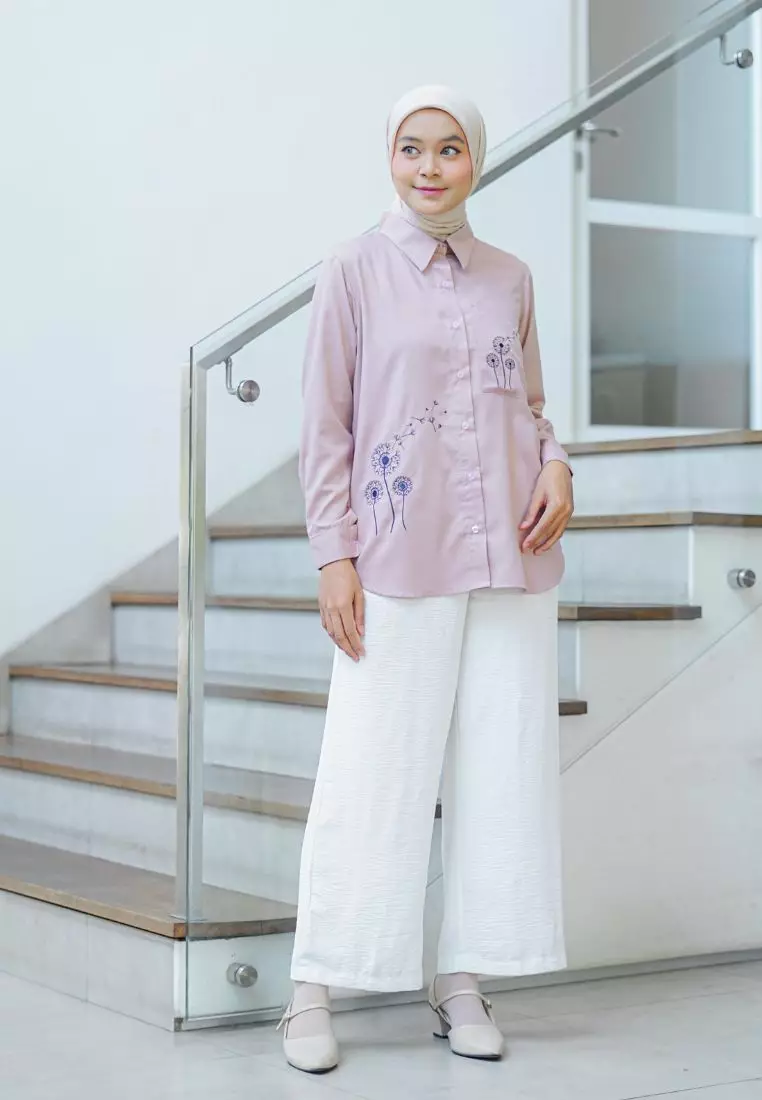 Azzura Embroidery Blouse Dusty Pink
