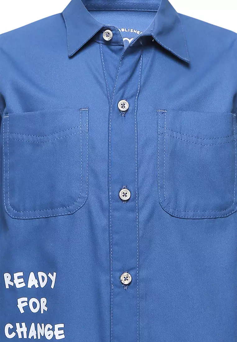 Qna Boy Maqbul Kemeja Panjang Anak Biru