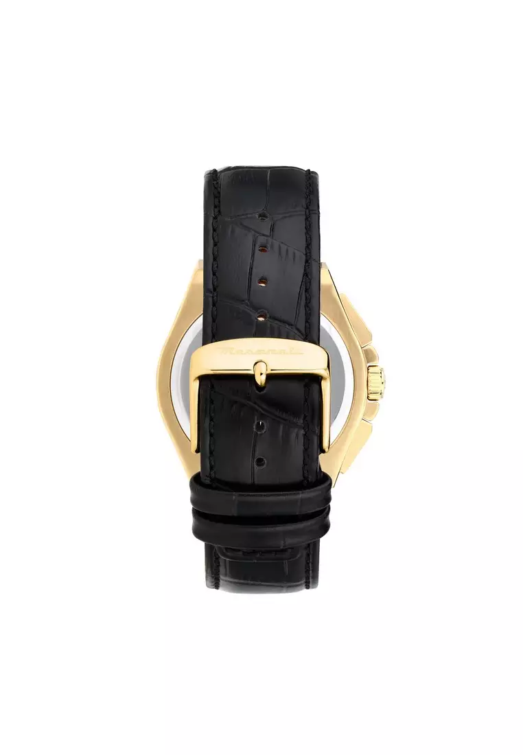 【2 Years Warranty】MASERATI Velocita Silm' 40mm Black and Gold Men's Quartz Watch R8871653001