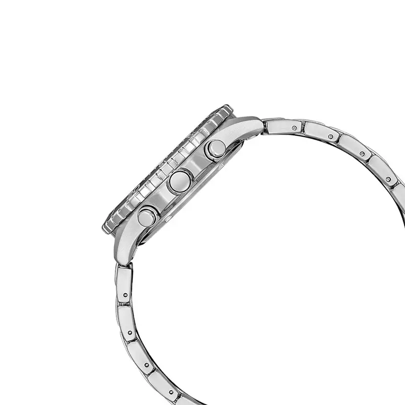 Jam Tangan Pria Citizen Eco Drive AT2568-82E Men Chronograph Black Dial Stainless Steel Strap