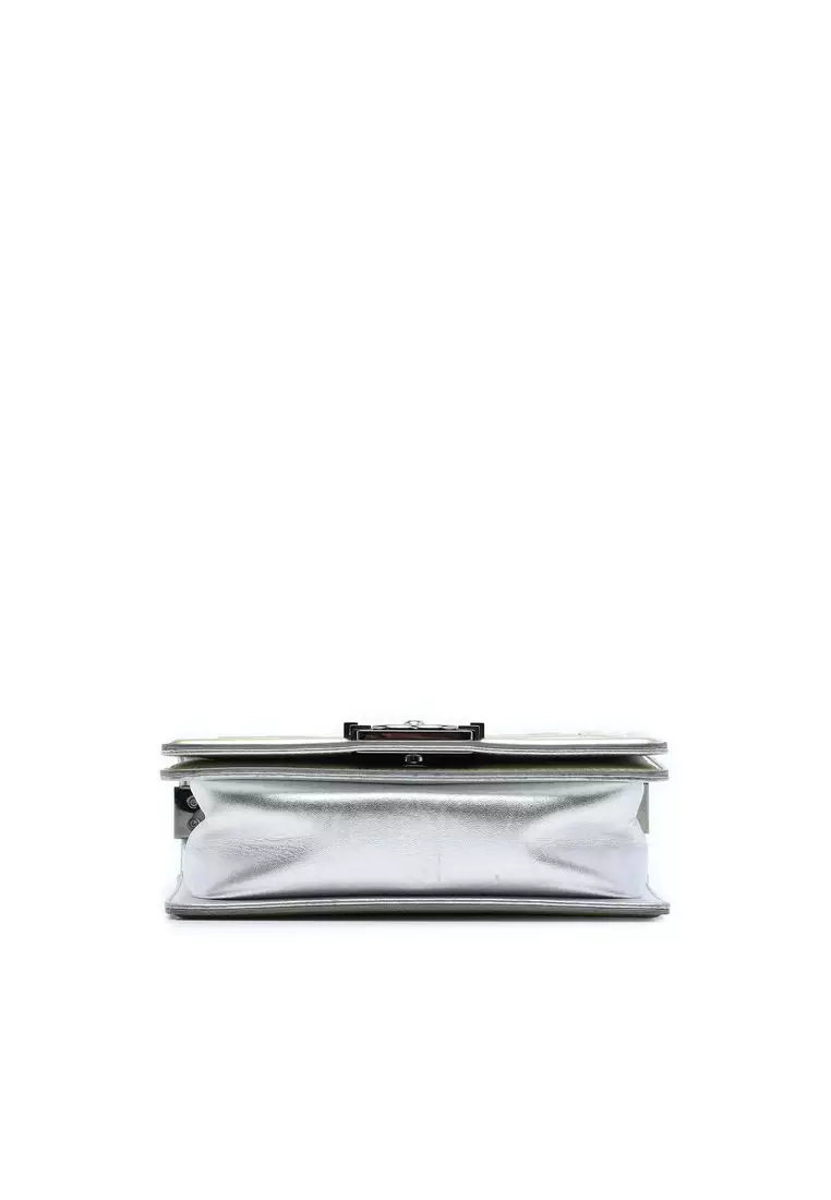 Pre-Loved Chanel Small Bicolor Quilted Metallic Patent Boy Flap