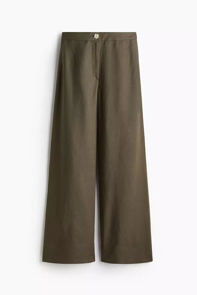Linen-blend trousers