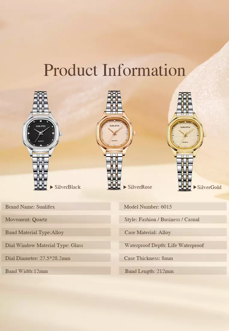 Jam Tangan Wanita 6015 Kecil Elegan Simpel Analog Korea Jam Tangan Cewek Original  silverblack