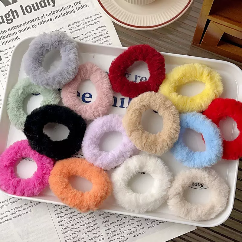 Wakakids Ikat Rambut Wanita Dewasa dan Anak Donat Bulu Halus Elastis Kunciran Korea Venhs Putih