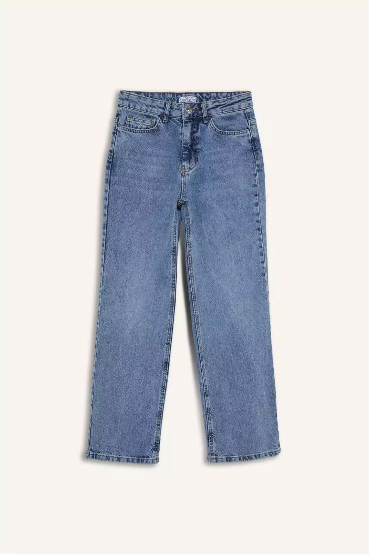 Comfort Straight High Waist Ankle Length Jean Washed Trousers D8155Ax25Sm
