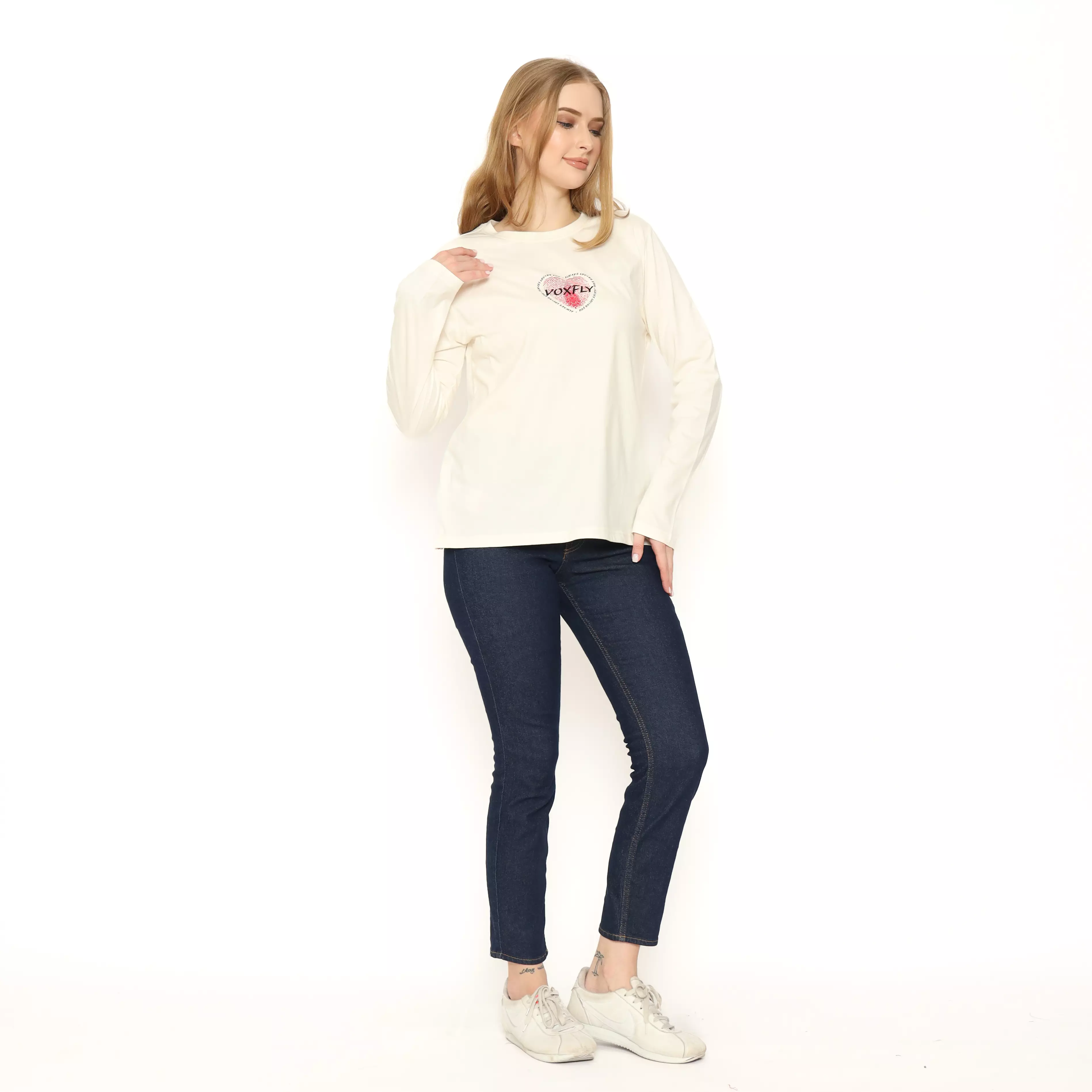 Voxfly Kaos Lengan Panjang Wanita Love Ladies Long Tee Planet Surf