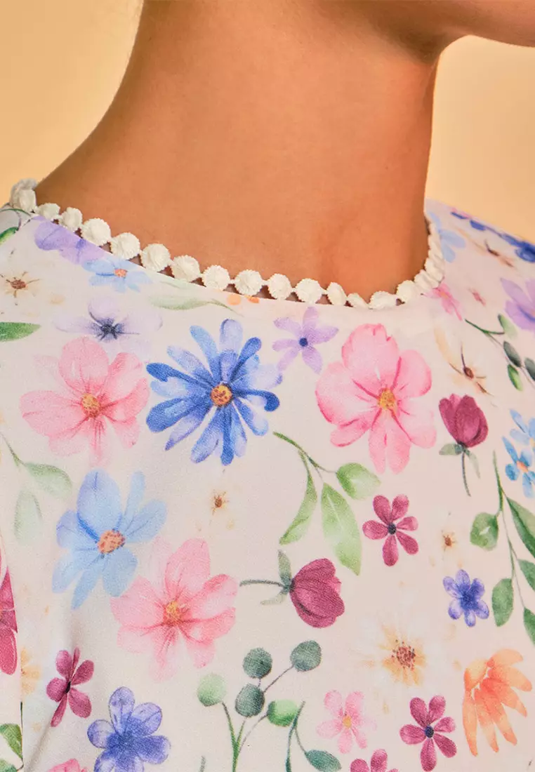 Fajar Blouse & Skirt - Cream Garden