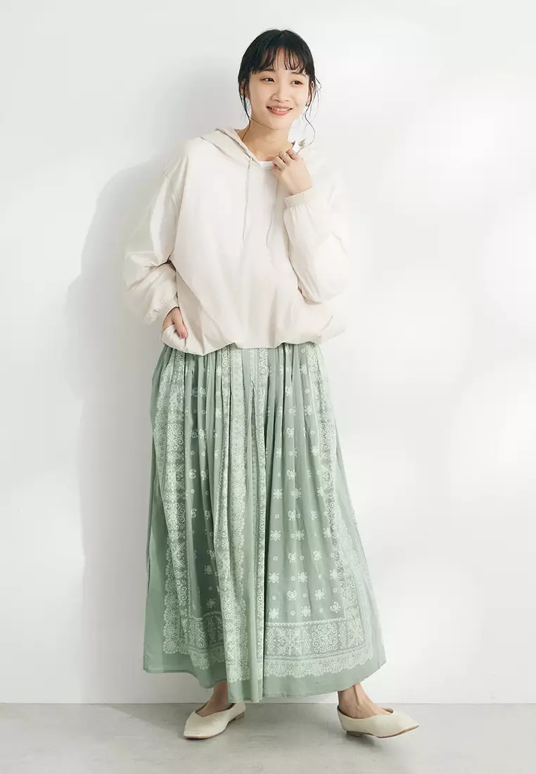 Craft Standard Boutique - Michio Pattern Maxi Skirt Light Green
