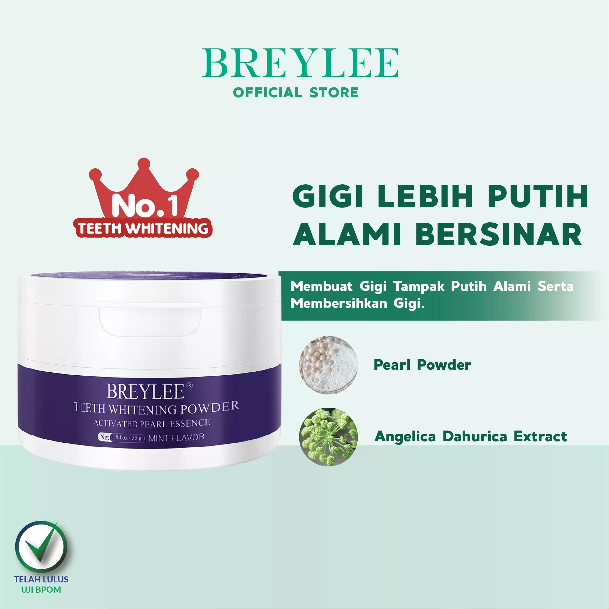 [BPOM] Breylee Teeth Whitening Powder - Mencerahkan Gigi (55 gr)