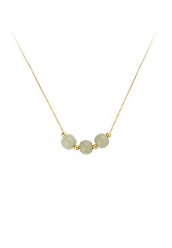 ZITIQUE gold Women's Jade Beads Necklace - Gold 20630ACD6BC4D7GS_1