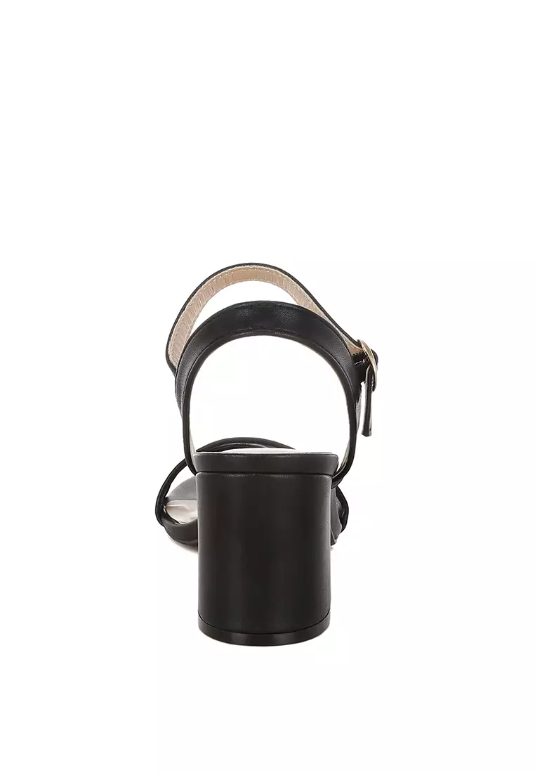 Mesh Pin Buckle Block Heels In Black