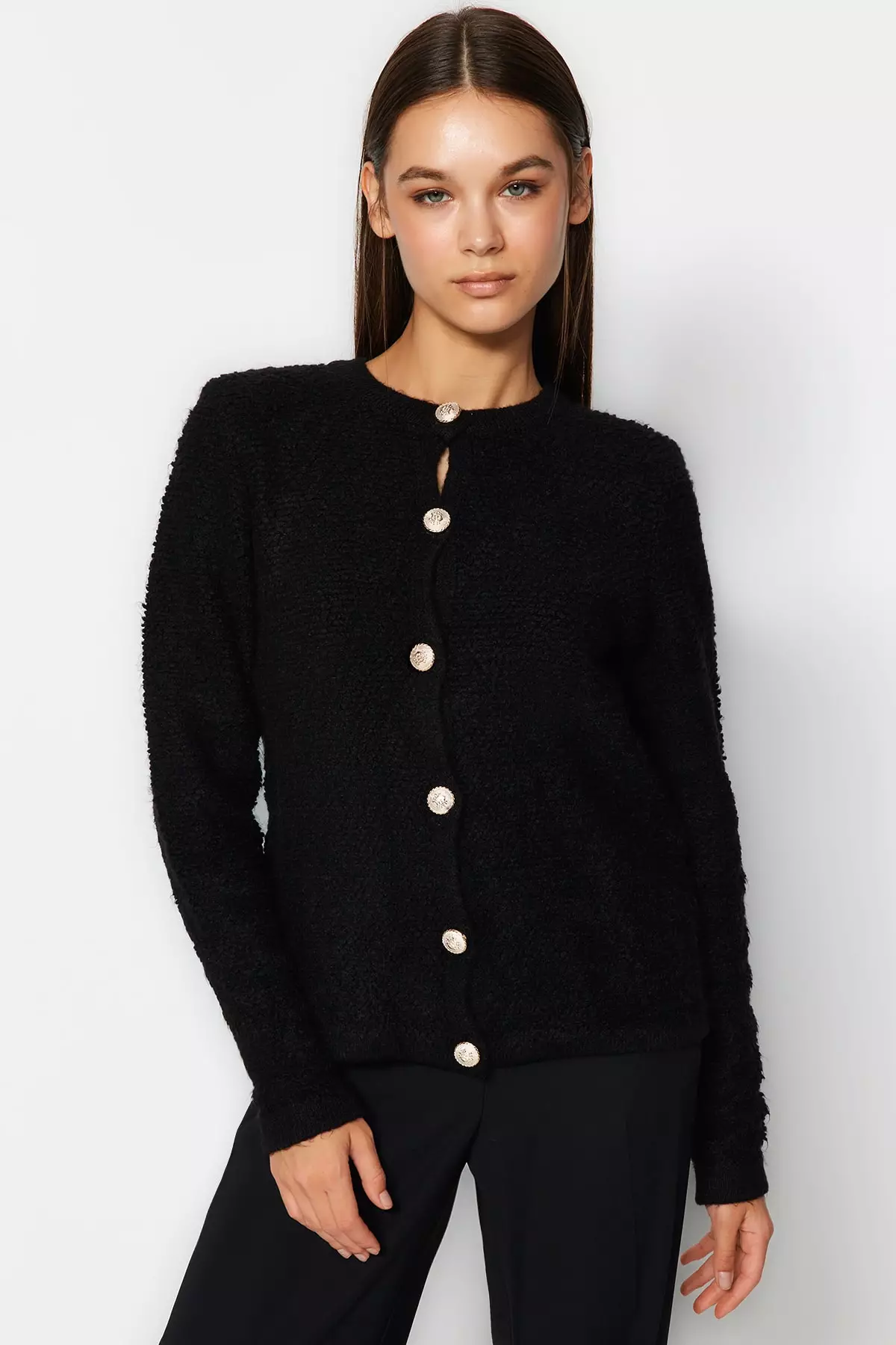 Andequal unique button knit cardigan