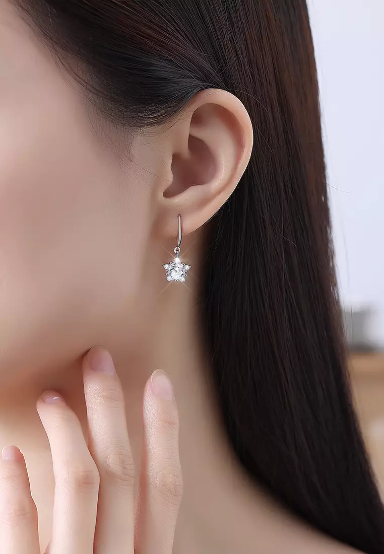 Anting Wanita E001 Berlian Perhiasan Fashion Elegant Antingan Anting Giwang Dilapisi Platinum Earrings