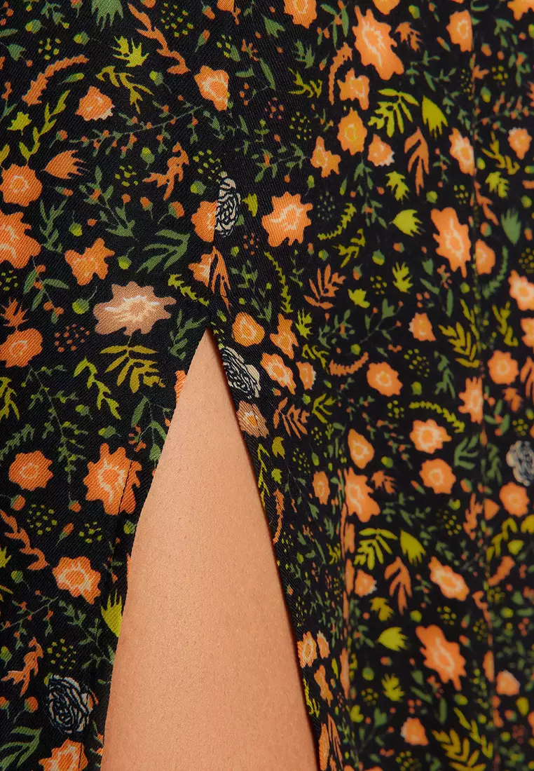 Slit Patterned Midi Dress