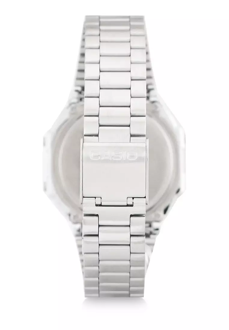 Casio Jam Tangan - Silver Black - Stainless Steel - A168WA-1WDF