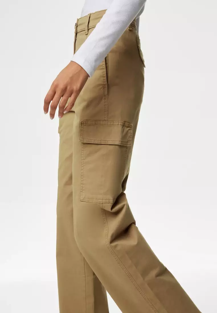 Buy MARKS SPENCER Cotton Rich Cargo Straight Leg Trousers 2025