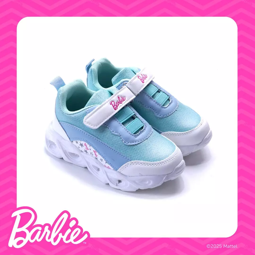 BARBIE - SEPATU Sneakers LED WANITA ANAK CH840252WK - BIRU HEATHER/HIJAU