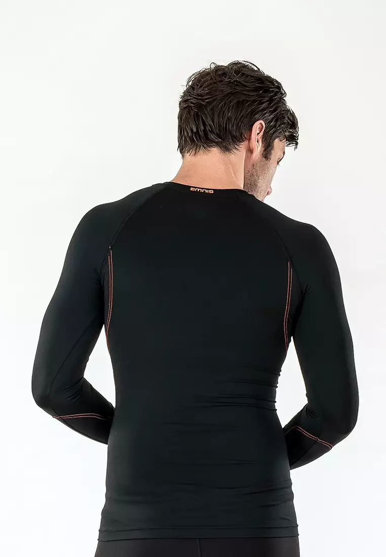 Men Diligent Compression Long Sleeve Top (Black/Orange)
