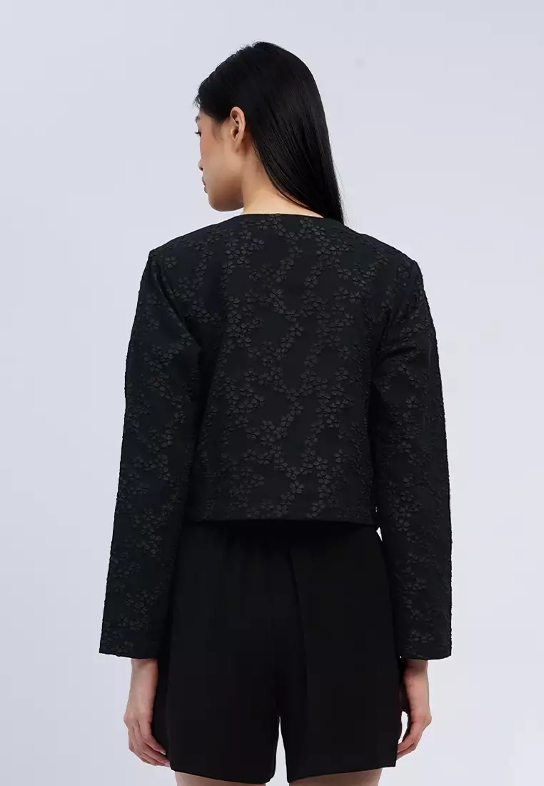 Round Neck Textured Blazer